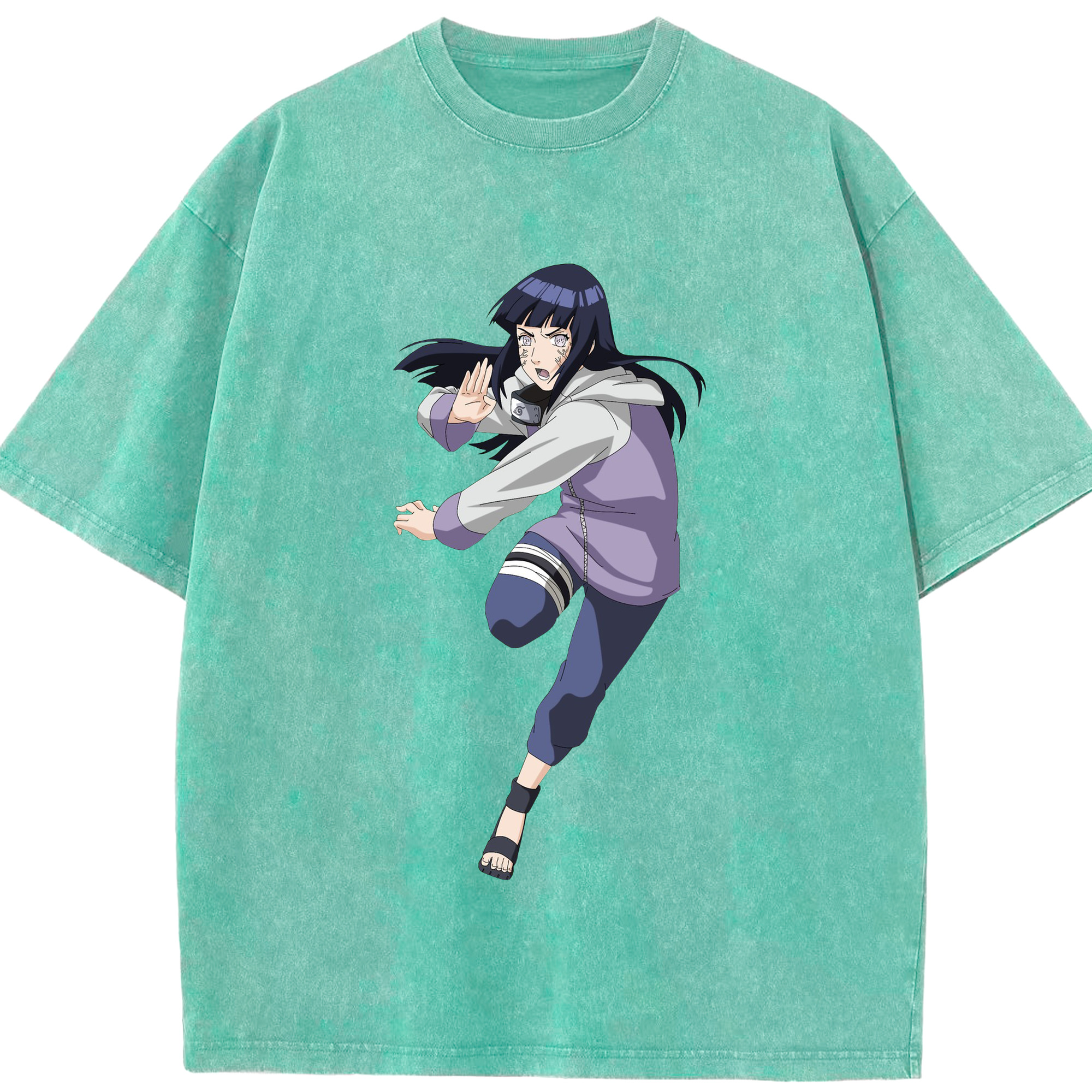 （画像用） NARUTO -ナルト- 日向ヒナタ Hyūga Hinata 綿100% ヴィンテージ風 半袖Tシャツ（フロントプリント）